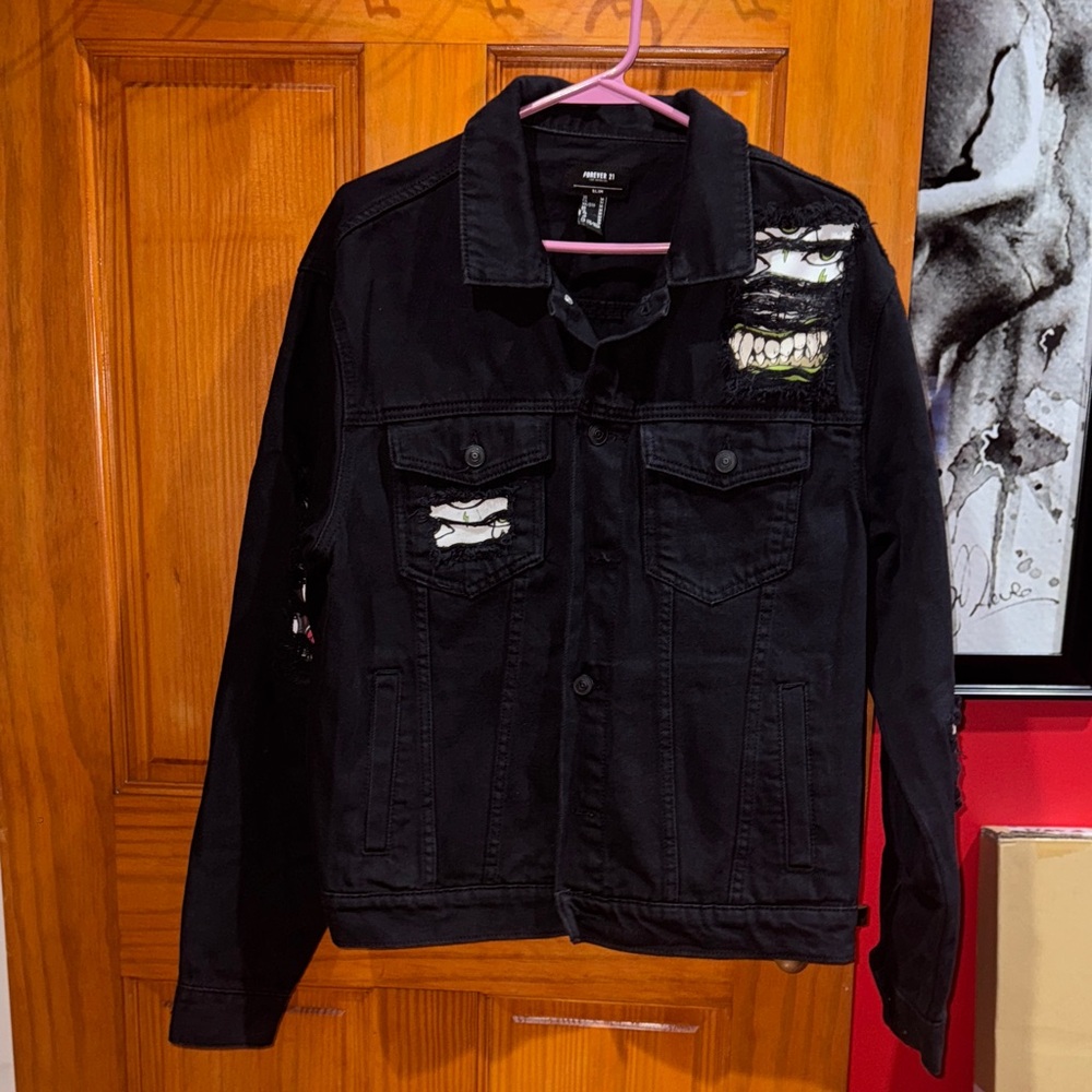 Forever 21 Black Distressed denim Jacket